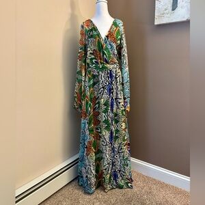 Bandolino Boho Maxi Dress – Vibrant Print, Flowy & Flattering!